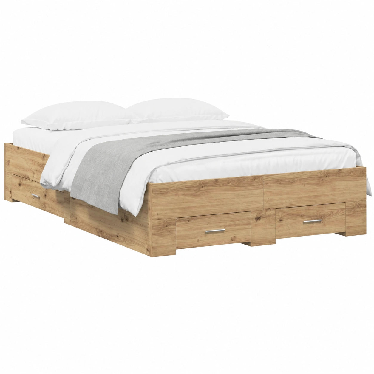 Cama de Almacenamiento Moderna de Roble 120x190 cm con Cajón