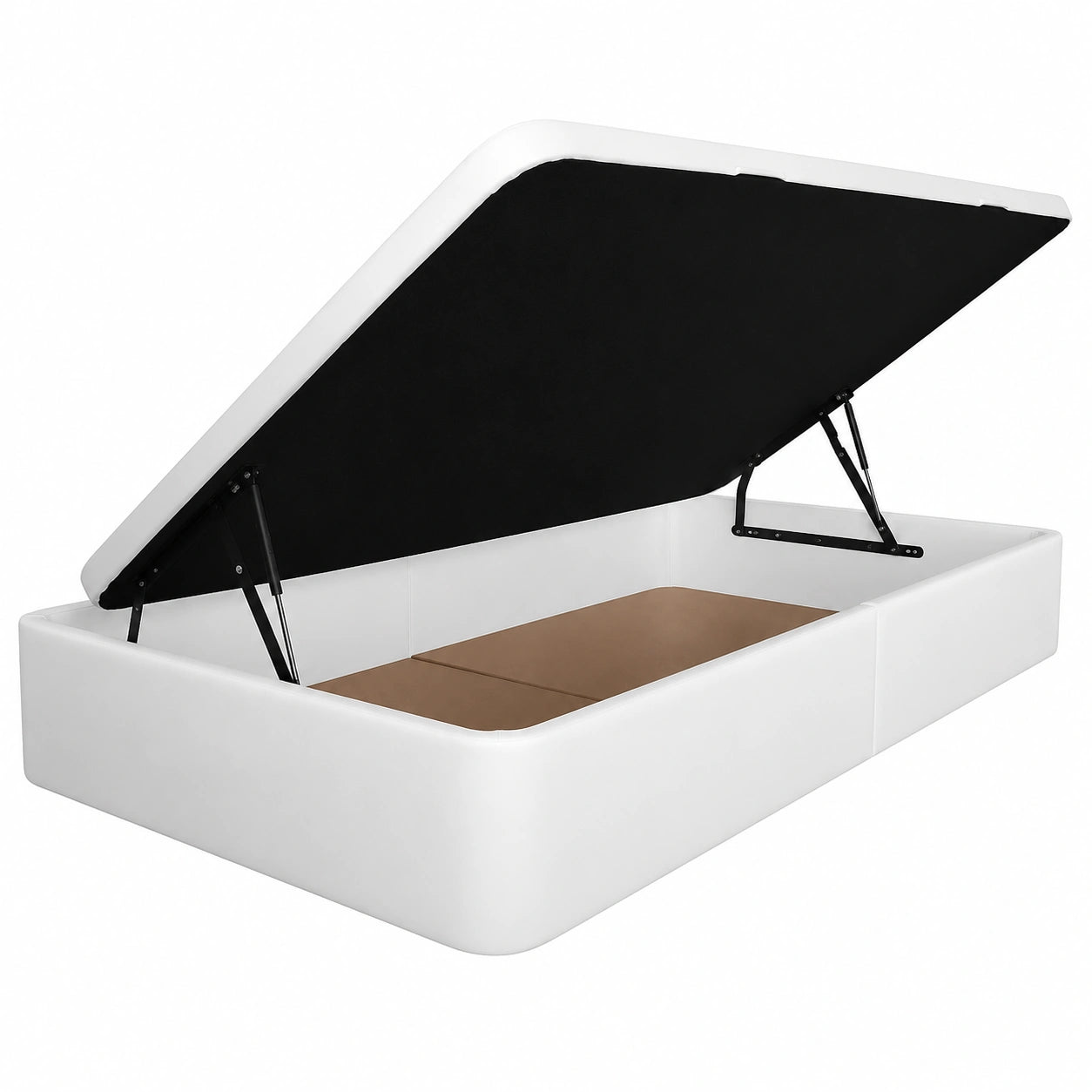 Canapé Abatible Serena Lateral de Gran Capacidad en Polipiel Blanco 120x190 cm con Tapa 3D