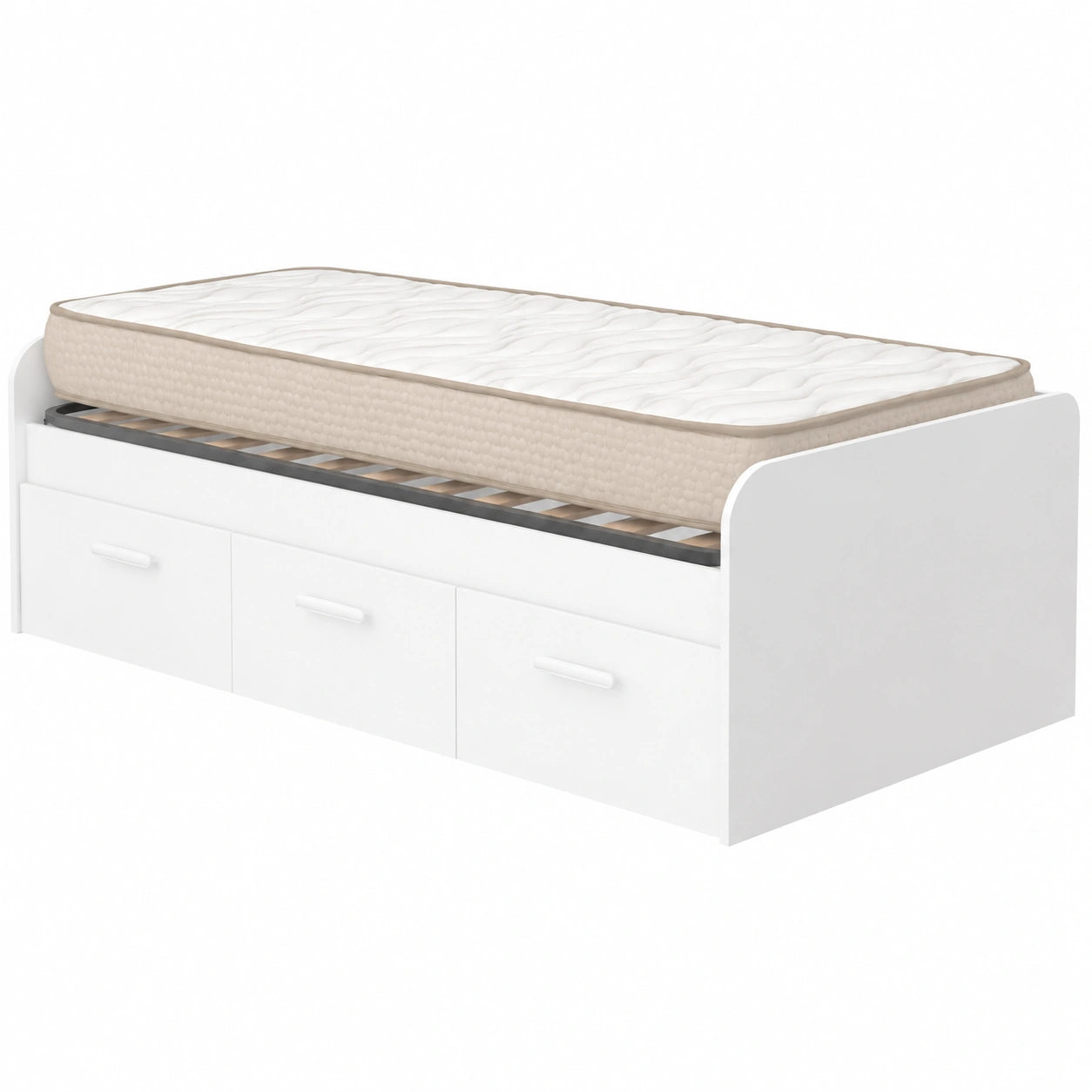 Conjunto Juvenil Cama Mek con Cajones y Colchón Viscoelástico 90x190 cm