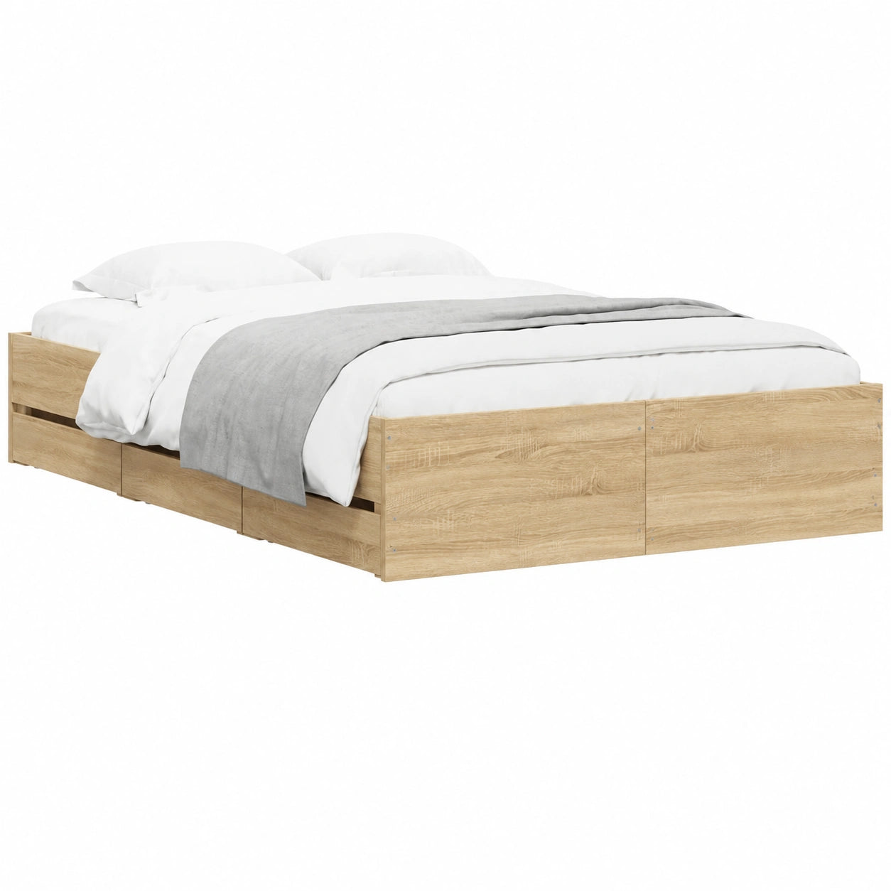 Cama Matrimonial con Cajones de Madera Roble Sonoma 120x200 cm