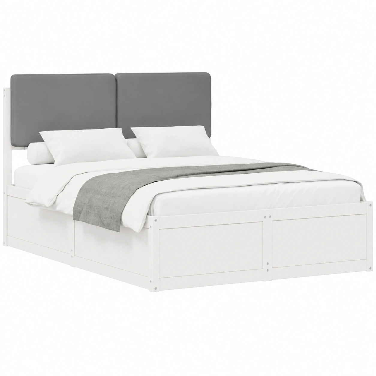 Cama Moderna con Cabecero Tapizado Negro 135x190 cm de Pino