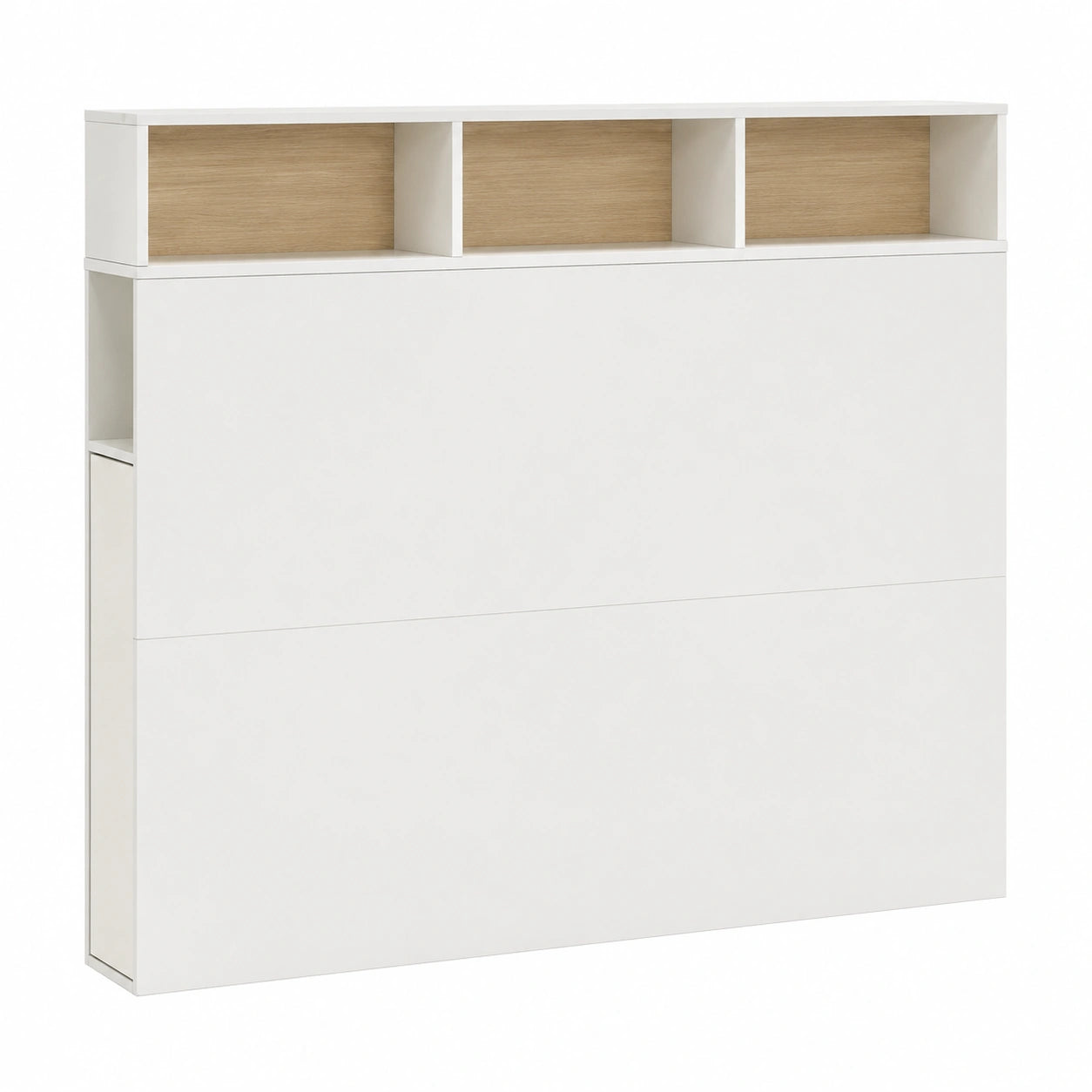 Cabecero Zeus 165 cm Blanco con Almacenaje, 2 Puertas y 9 Compartimentos
