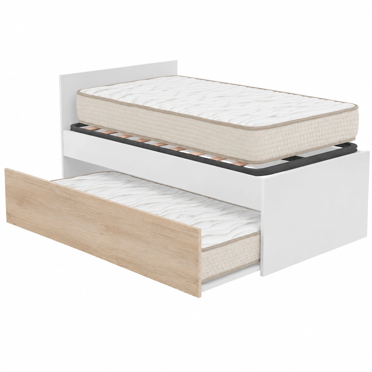 Pack Juvenil DEKIT: Cama Nido con Cabecero, Somier y Colchones Viscoelásticos 90x190 cm