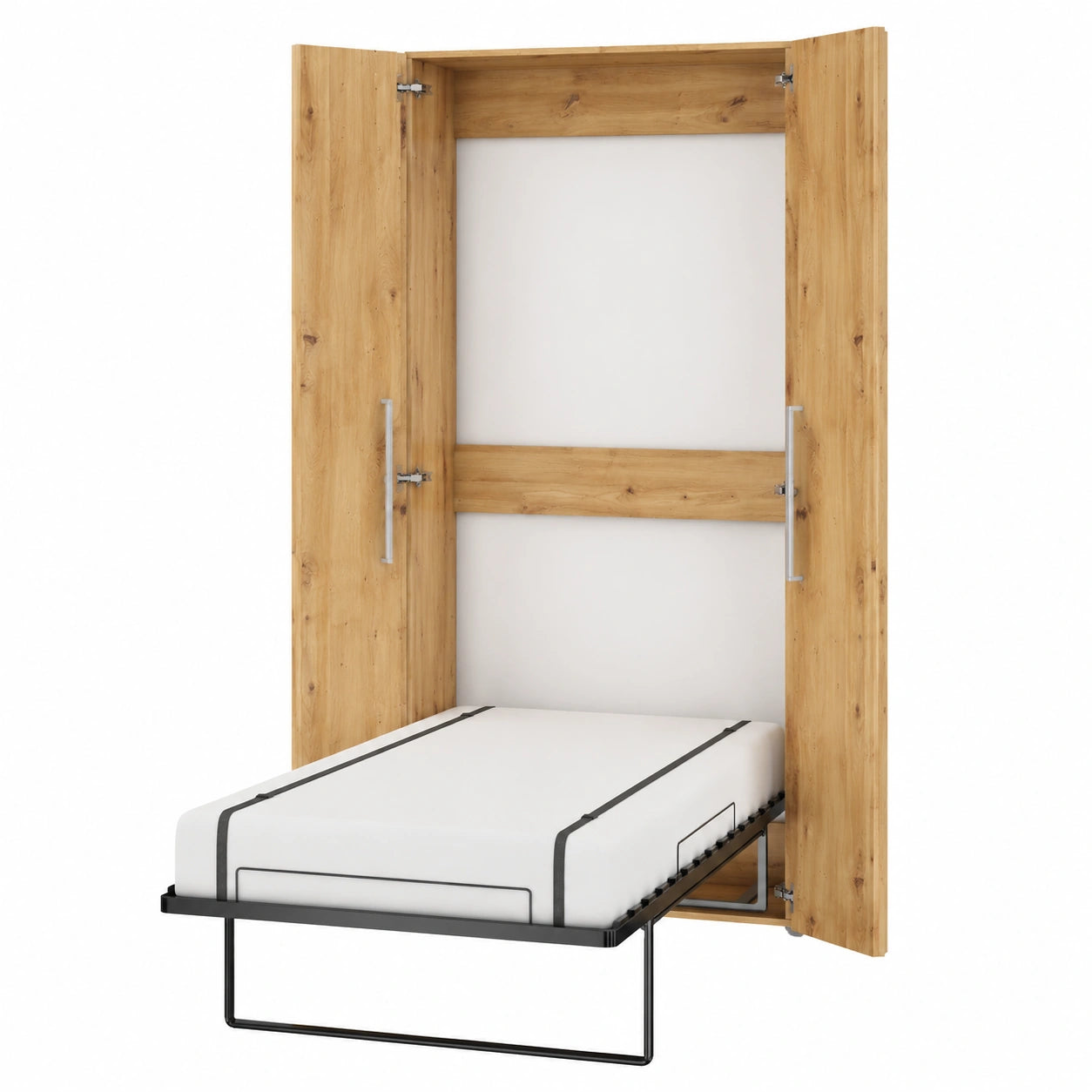 Cama Abatible Vertical 90x200 cm - Armario Funcional con Somier y Acabado Roble Artisan