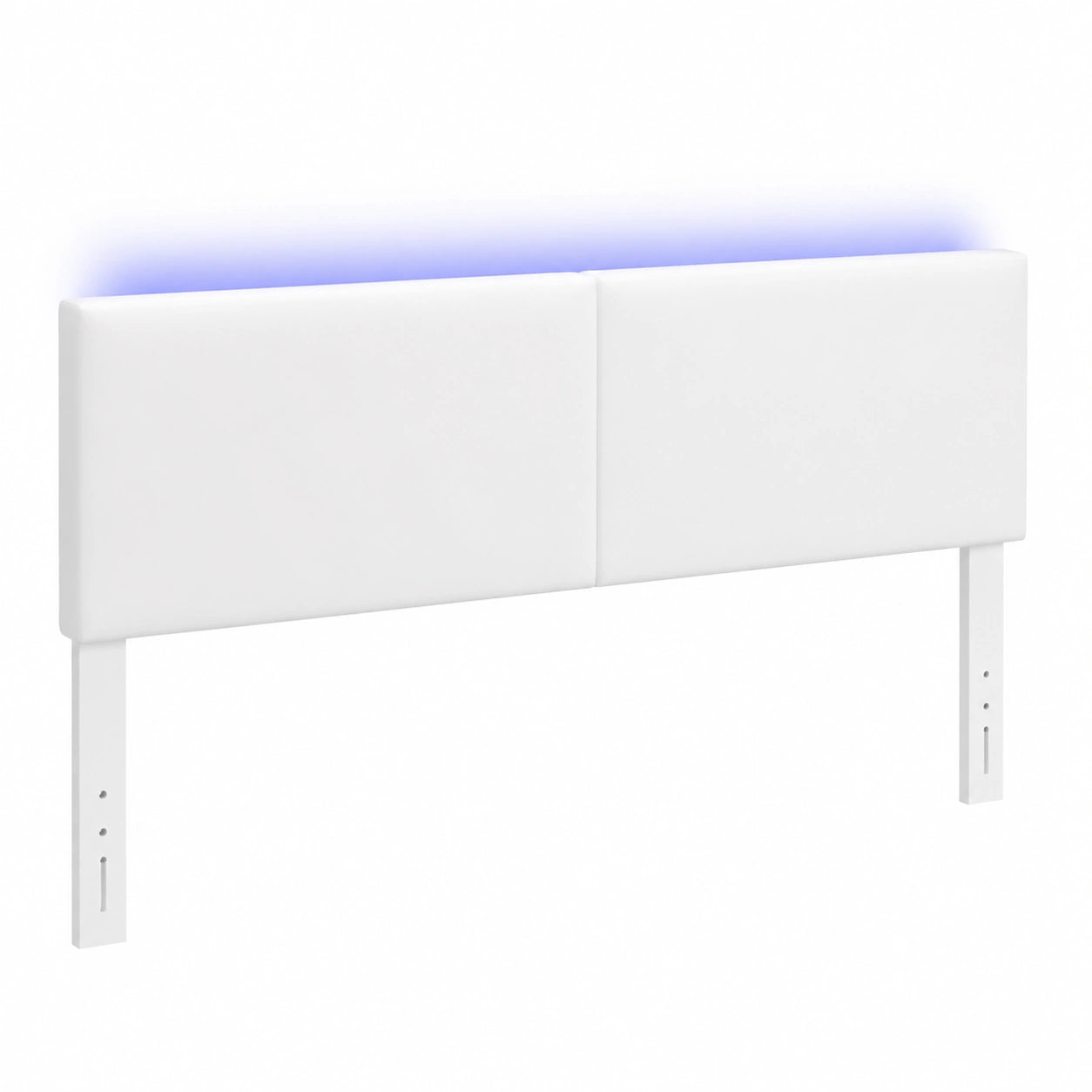 Cabecero Moderno con LED de Cuero Sintético Blanco para Cama, 160x5x78/88 cm