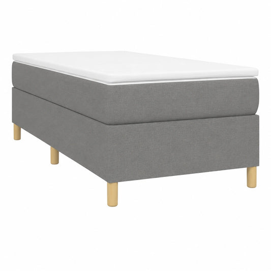 Cama Tapizada con Somier de Listones 90x190 cm en Tela Gris Oscuro