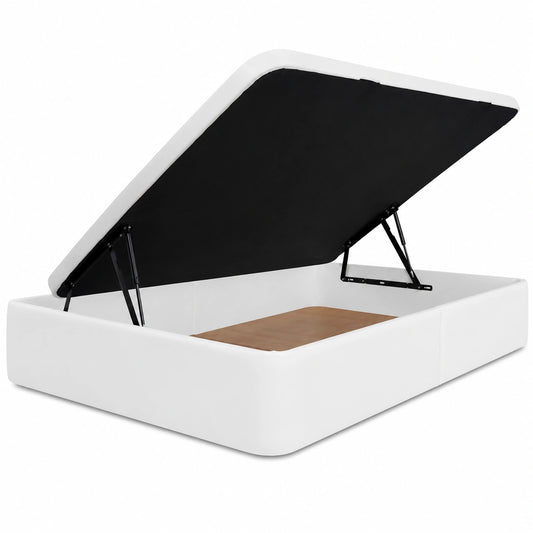 Canapé Abatible Lateral Serena 135x190 cm Tapizado Polipiel Blanca con Tapa 3D
