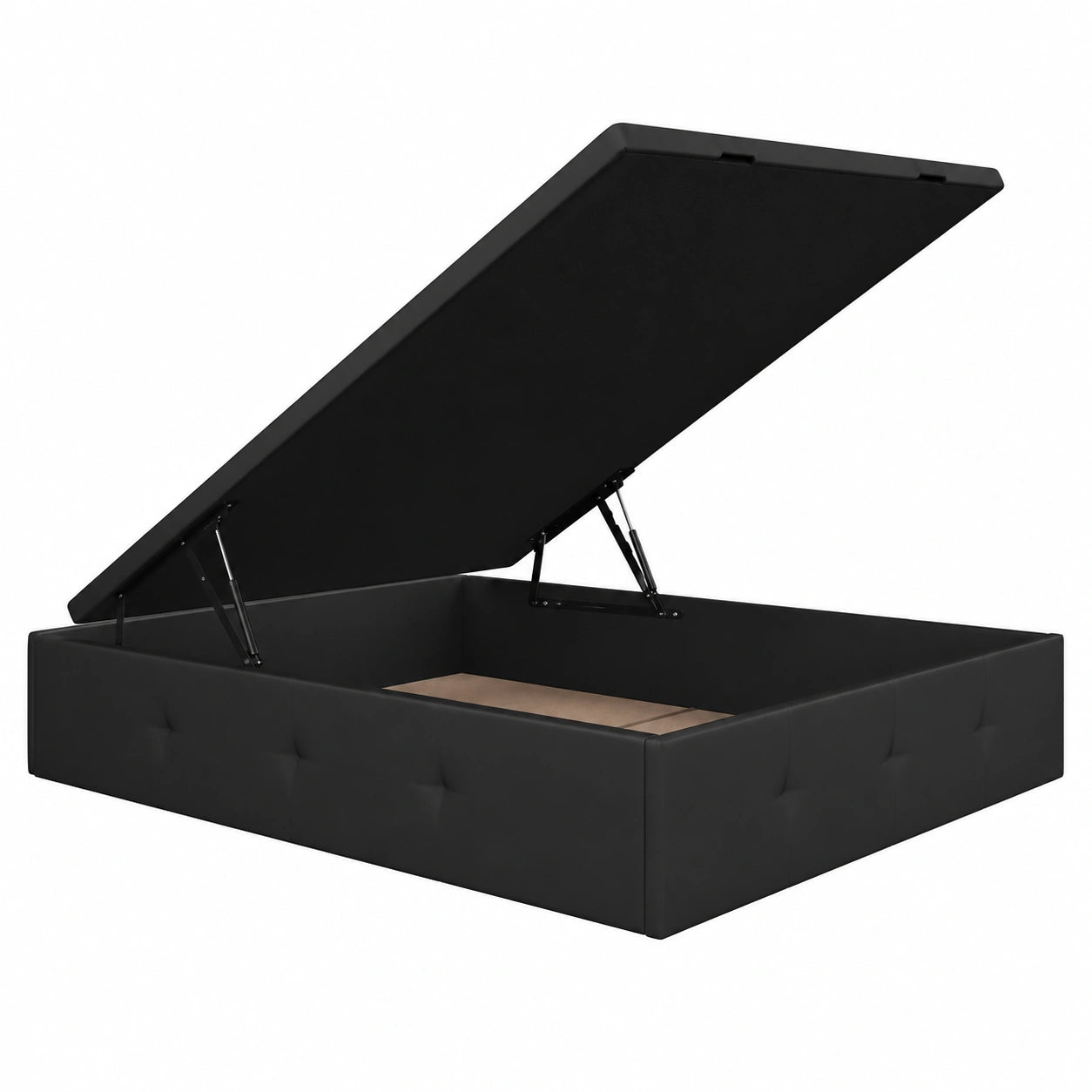Canapé Abatible de Gran Capacidad París, Tapizado en Polipiel Negro, 150x190 cm