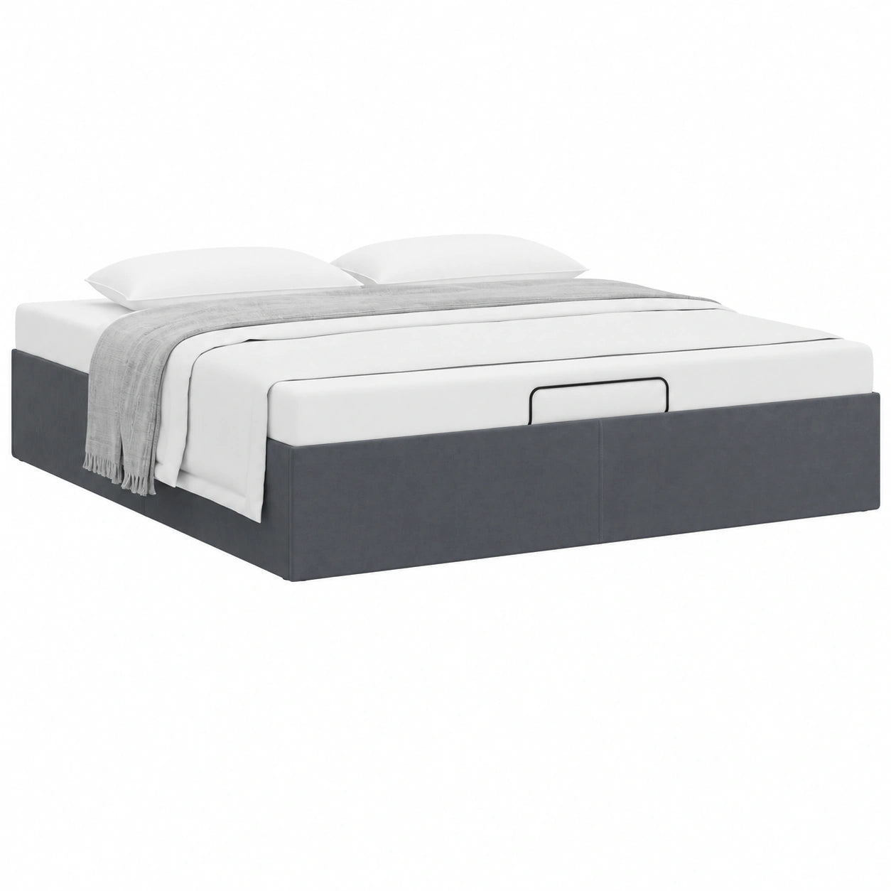 Base de Cama Abatible 180x200 cm con Almacenamiento, Tapizada en Gris Oscuro, Incluye Somier