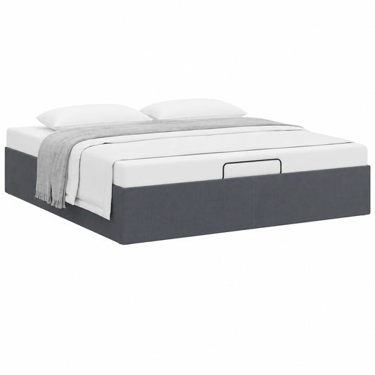 Base de Cama Abatible 180x200 cm con Almacenamiento, Tapizada en Gris Oscuro, Incluye Somier
