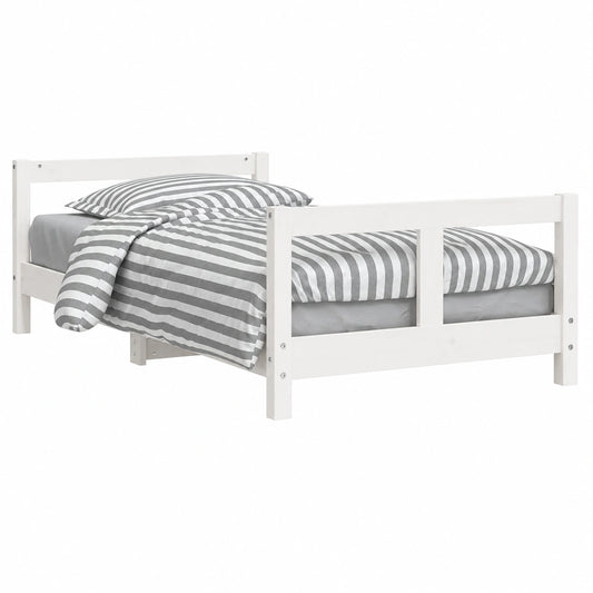 Cama Infantil de Madera de Pino Blanco con Cabecero 80x160 cm