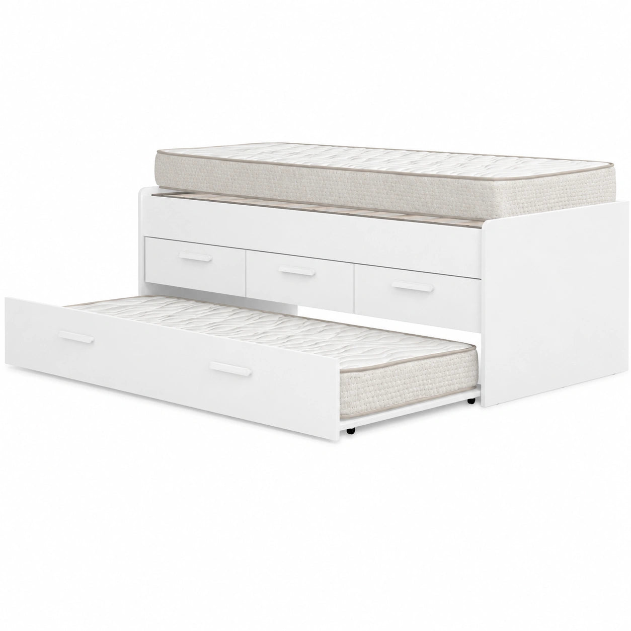DEKIT - Conjunto Juvenil Cama Nido Leka con Almacenamiento y Colchones Viscoelásticos 90x190 cm