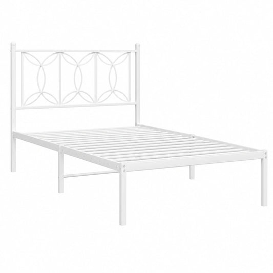 Cama Individual de Metal Blanca con Cabecero 100x190 cm