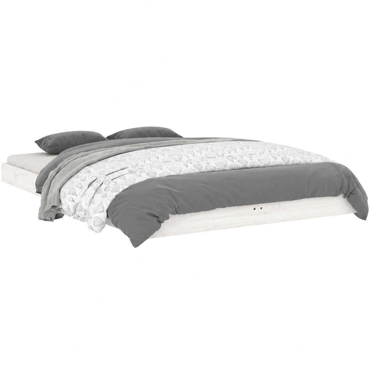 Cama Doble de Pino Macizo Blanco 120x190 cm para Dormitorio