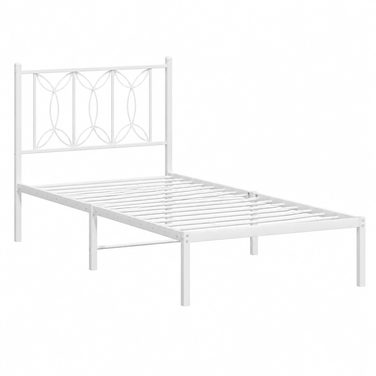 Cama Individual de Metal con Cabecero Blanco 90x190 cm