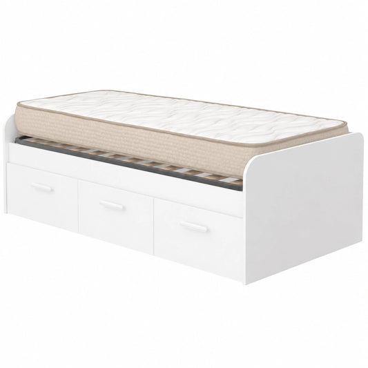 Conjunto Juvenil Cama Mek con Cajones y Colchón Viscoelástico 90x190 cm