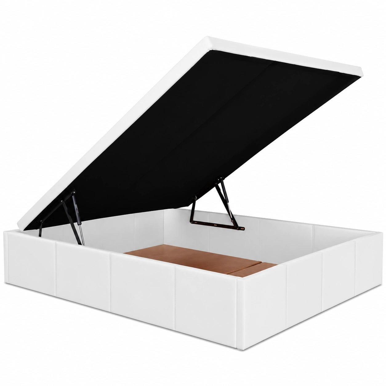 Canapé Abatible de Gran Capacidad Lisboa Tapizado en Polipiel Blanca 120x180 cm
