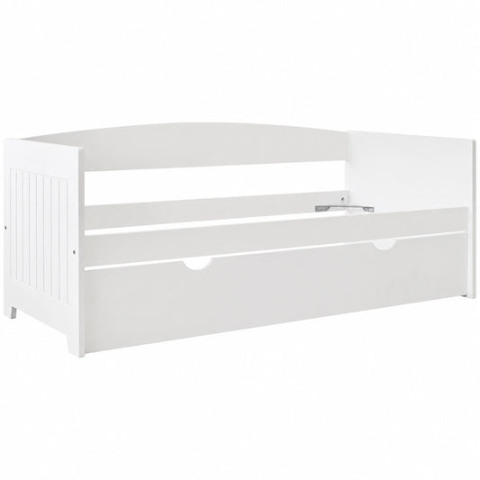 Cama Nido Juvenil Doble 197x95x70 cm MDF con Somier Elevable - Blanco