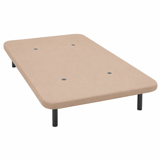 Base de Cama Tapizada 105x180 cm con Tejido 3D Beige y Válvulas de Ventilación, Incluye 6 Patas de 26 cm