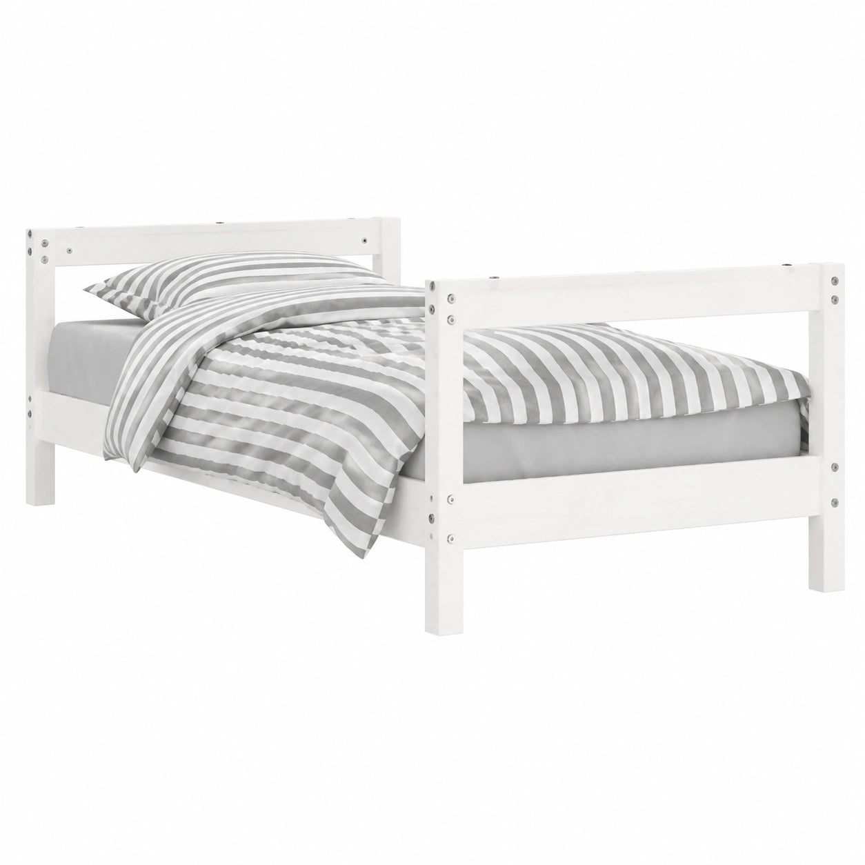 Cama Infantil de Madera Blanca con Cabecero 70x140 cm