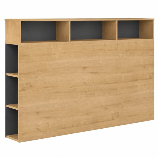 Cabecero de Almacenaje Moderno Roble y Gris 162x100x23 cm para Camas de 135-160 cm