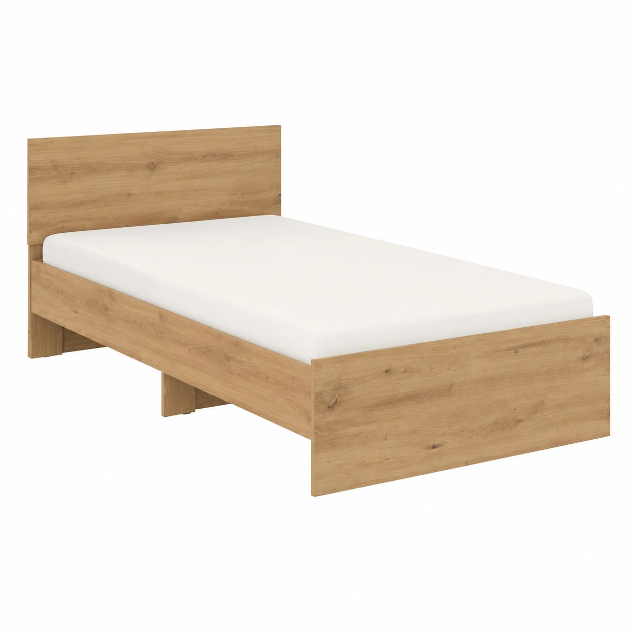 Cama Juvenil 90x190 con Cabecero y Luces LED, Estructura de Madera, Somier Incluido, Roble Artisan