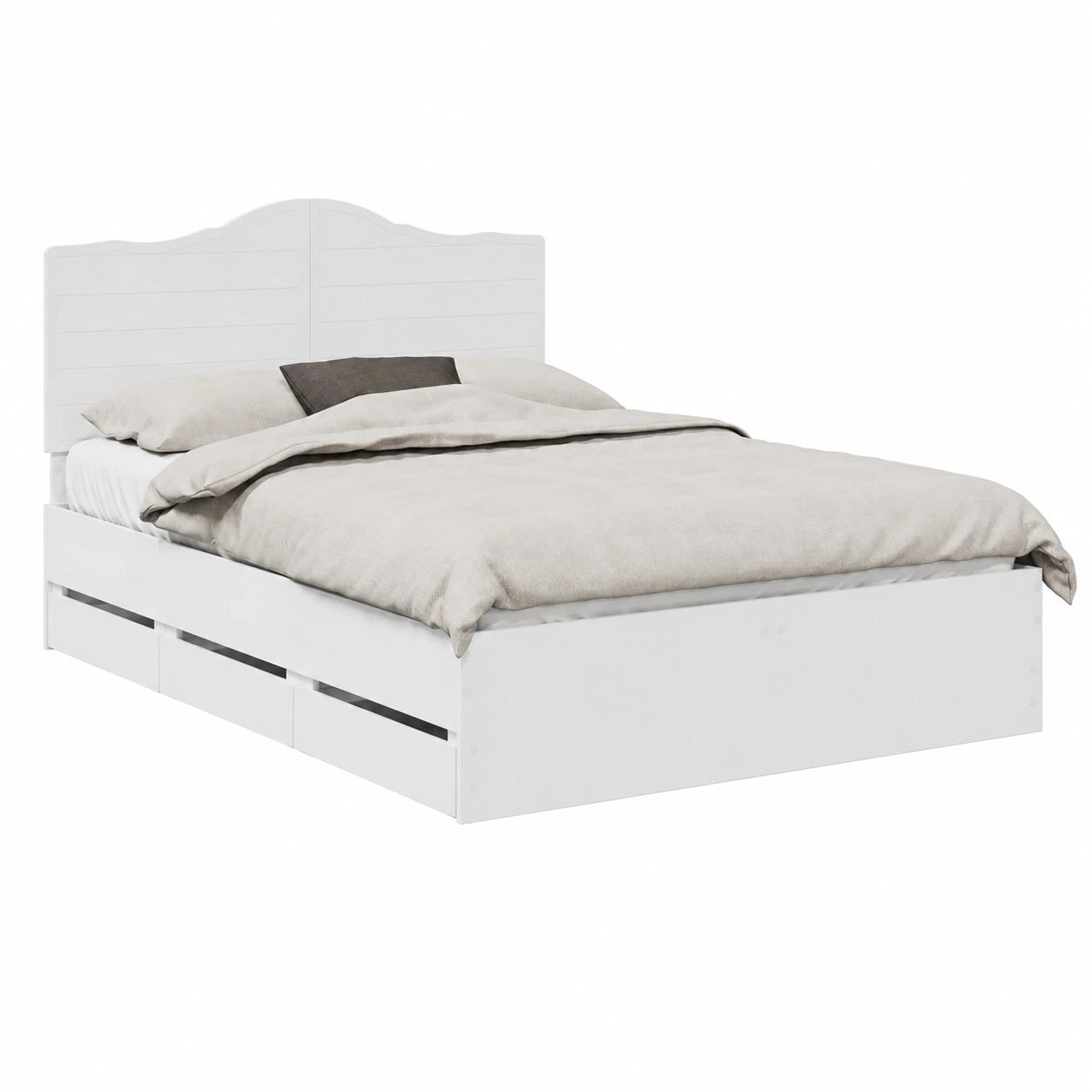 Cama de Madera con Cajón 150x200 cm, Diseño Minimalista para Dormitorio