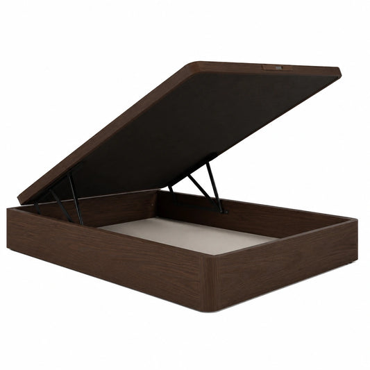 Cama Canapé de Madera Expandible con Almacenamiento, Montaje y Retiro Incluidos, 150x190 cm, Color Wengué, Altura 32 cm
