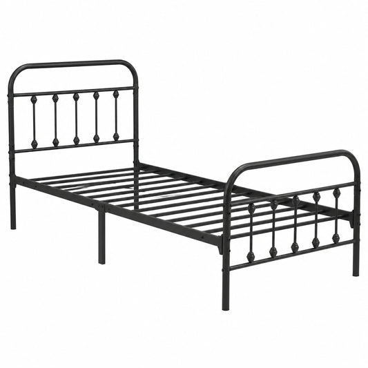 Cama Individual de Metal Yaheetech 90x200 cm, Color Negro
