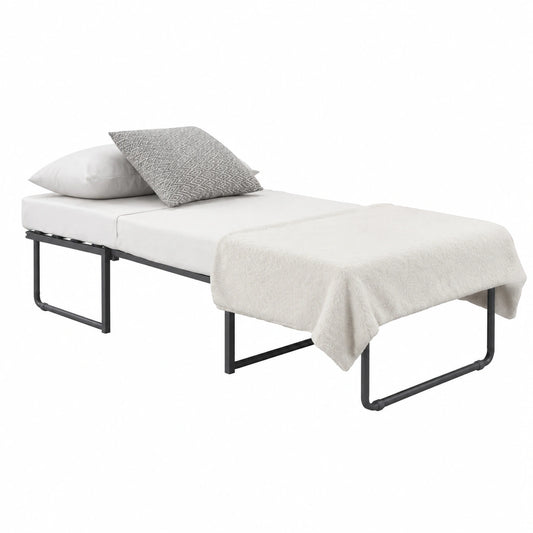 Cama Plegable Individual 90x190 cm con Funda de Color Arena