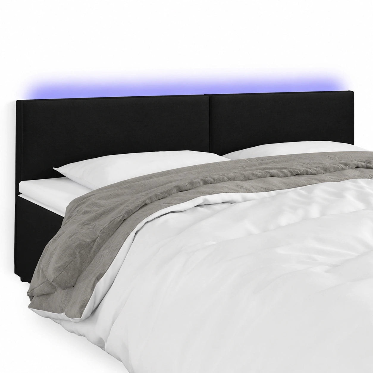Cabecero LED Moderno de Cuero Sintético Negro para Cama 200x5x78/88 cm