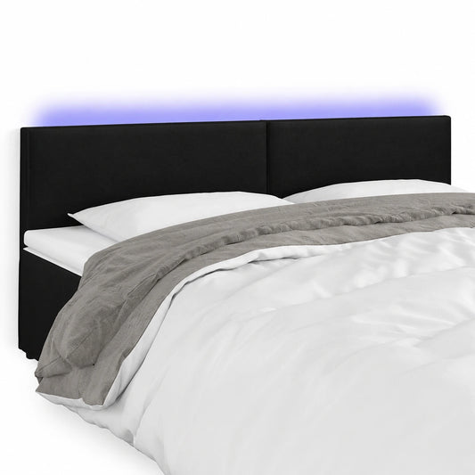 Cabecero LED Moderno de Cuero Sintético Negro para Cama 200x5x78/88 cm