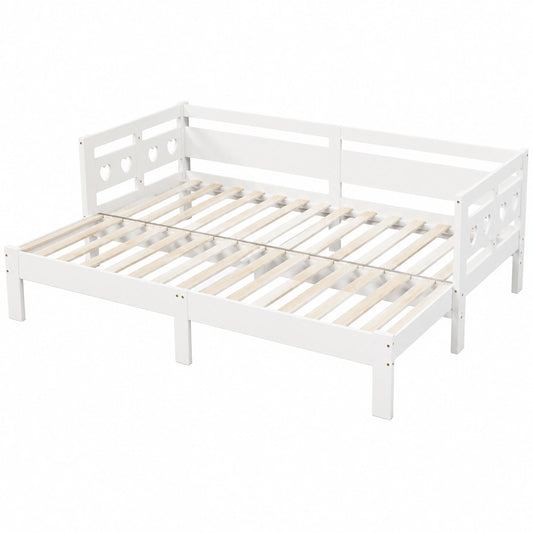 Cama nido doble de pino macizo con ruedas, color blanco (90x200 cm)